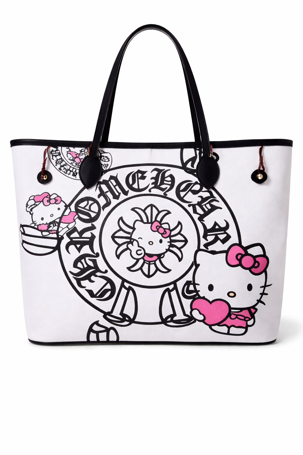 Pink & white HK tote bag