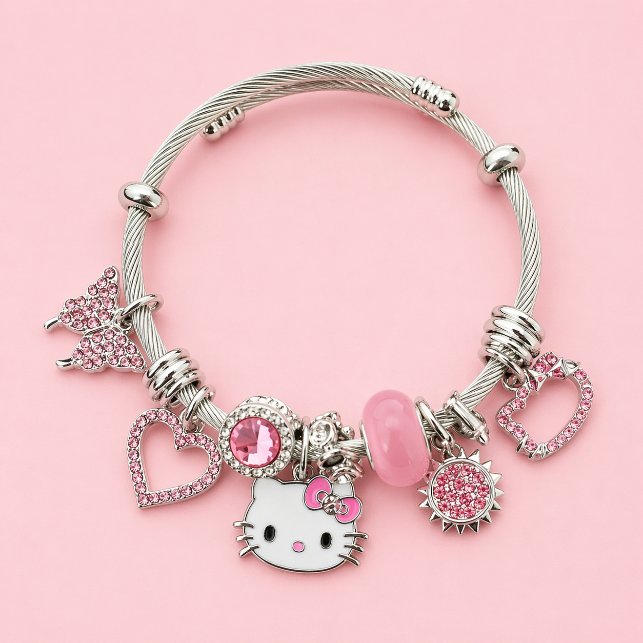 Pink HK charm bracelet